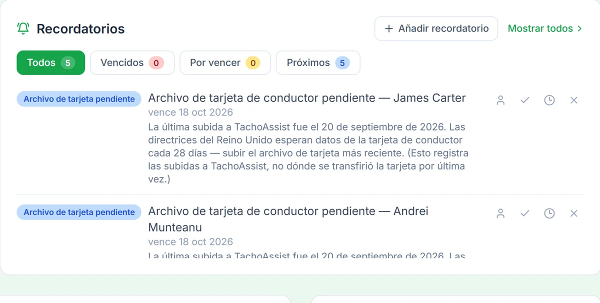 TachoAssist Business — reminders