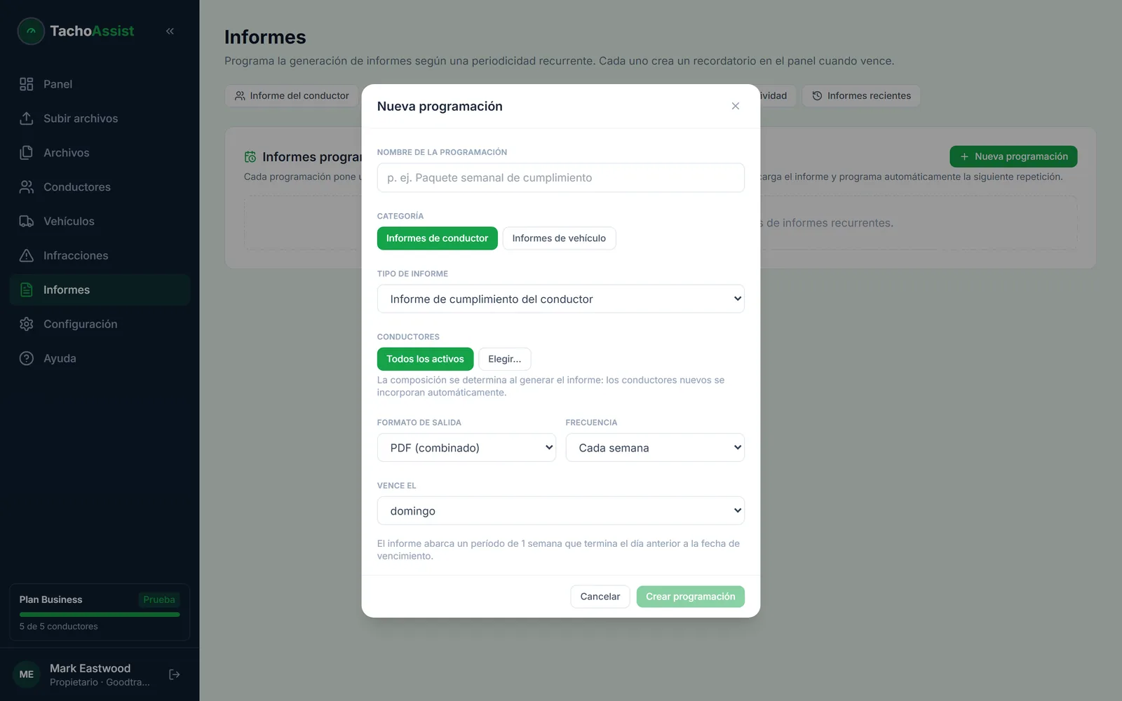 TachoAssist Business — scheduled report