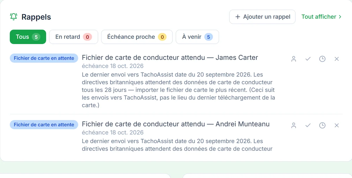 TachoAssist Business — reminders