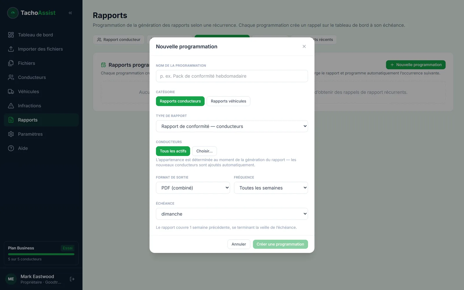 TachoAssist Business — scheduled report
