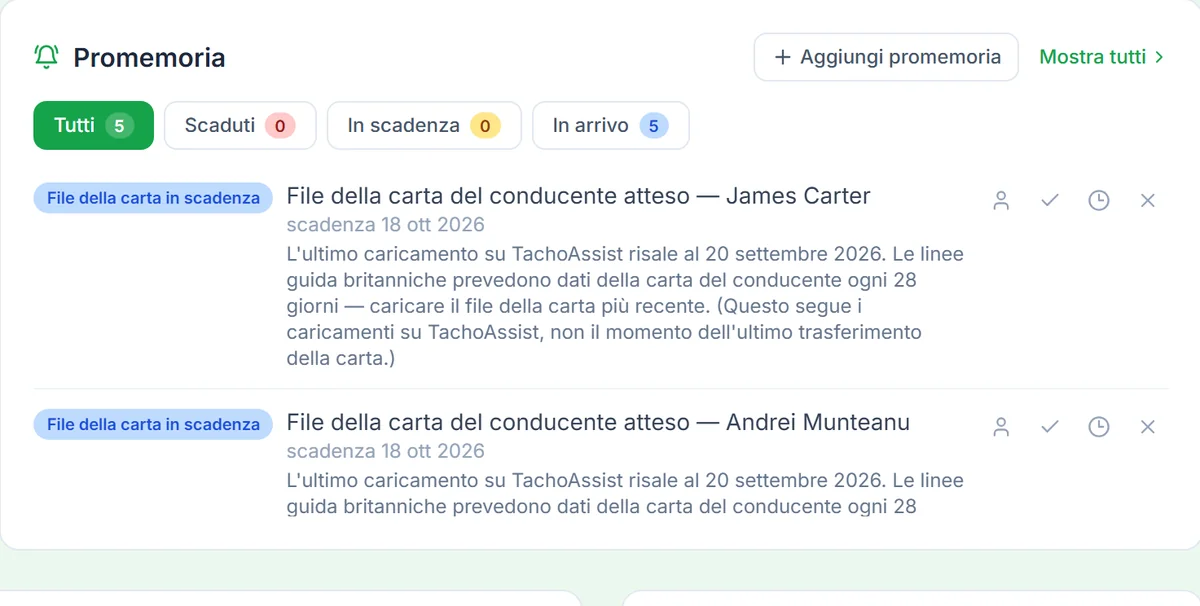 TachoAssist Business — reminders