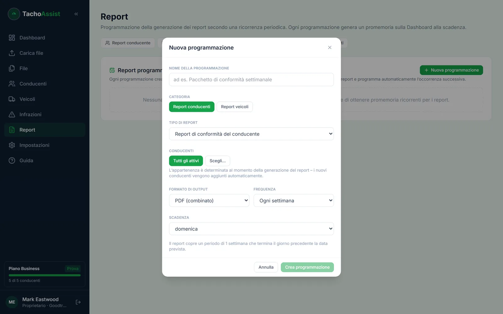 TachoAssist Business — scheduled report