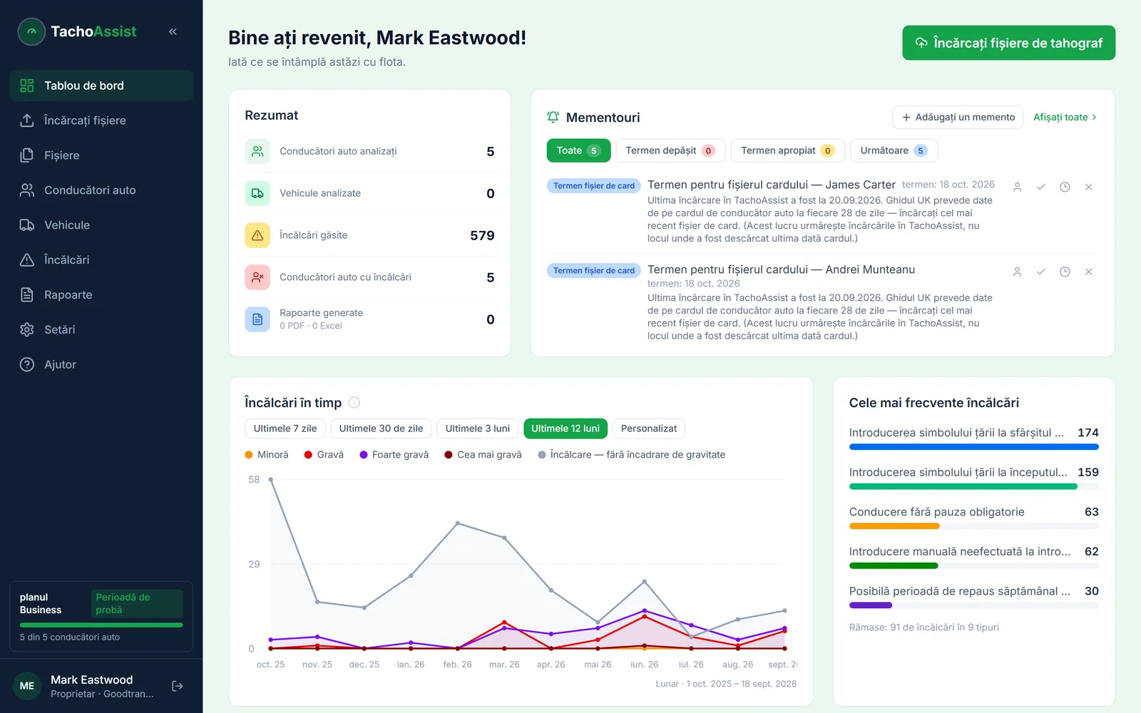 TachoAssist Business — fleet dashboard