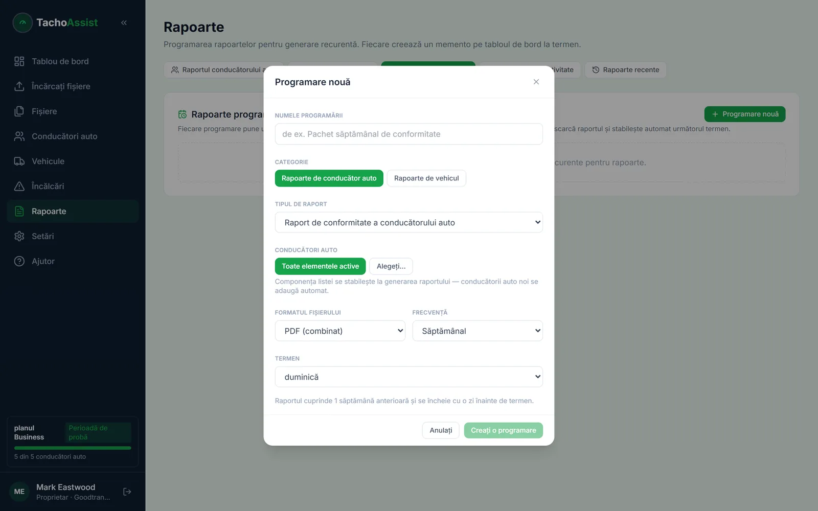 TachoAssist Business — scheduled report